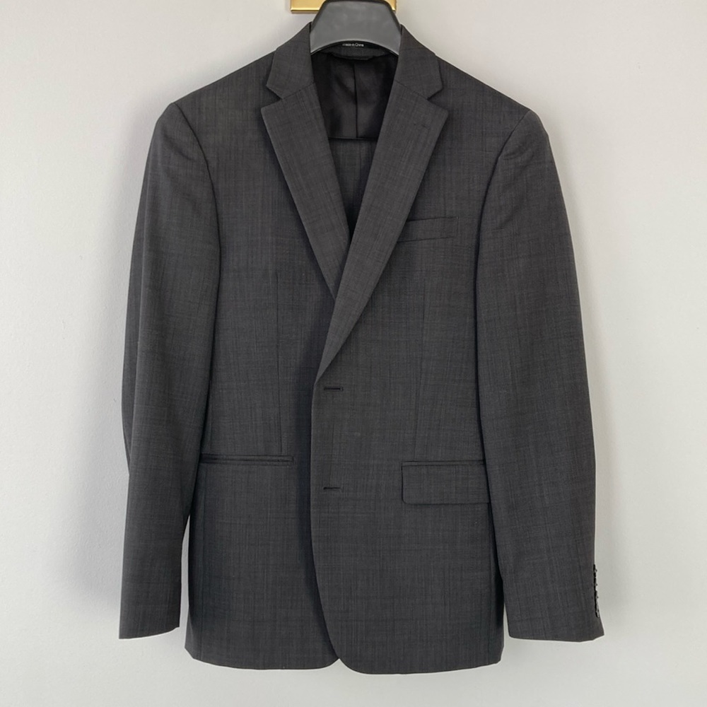 Wool and Polyester Blend 2 piece Charcoal Suit size 36S with 30/30 Slacks